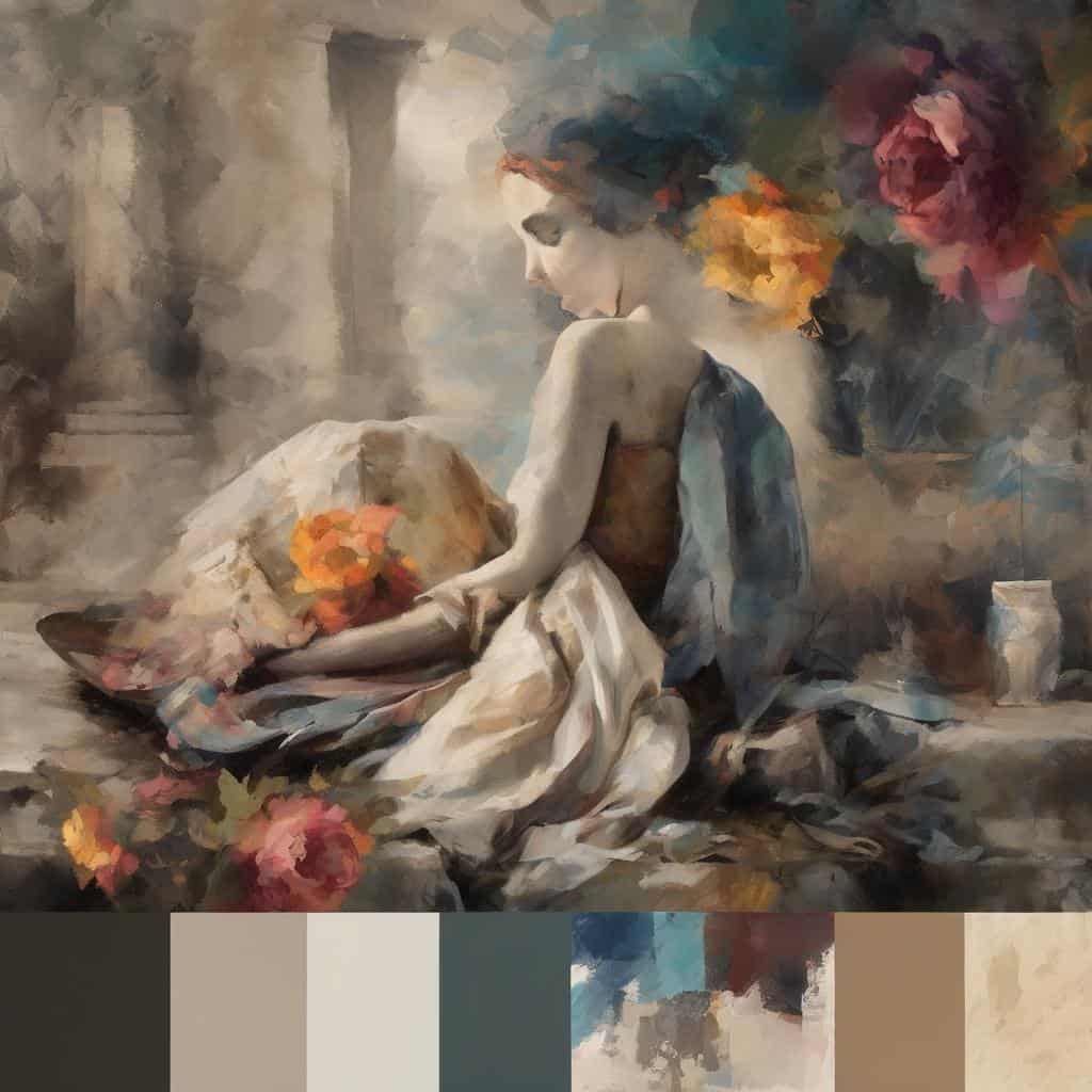 Πορτραίτο γυναίκας με χρωματική έκφραση, δημιουργία και νοηματοδότηση, μοντέρνο ψηφιακό πίνακα τέχνης.