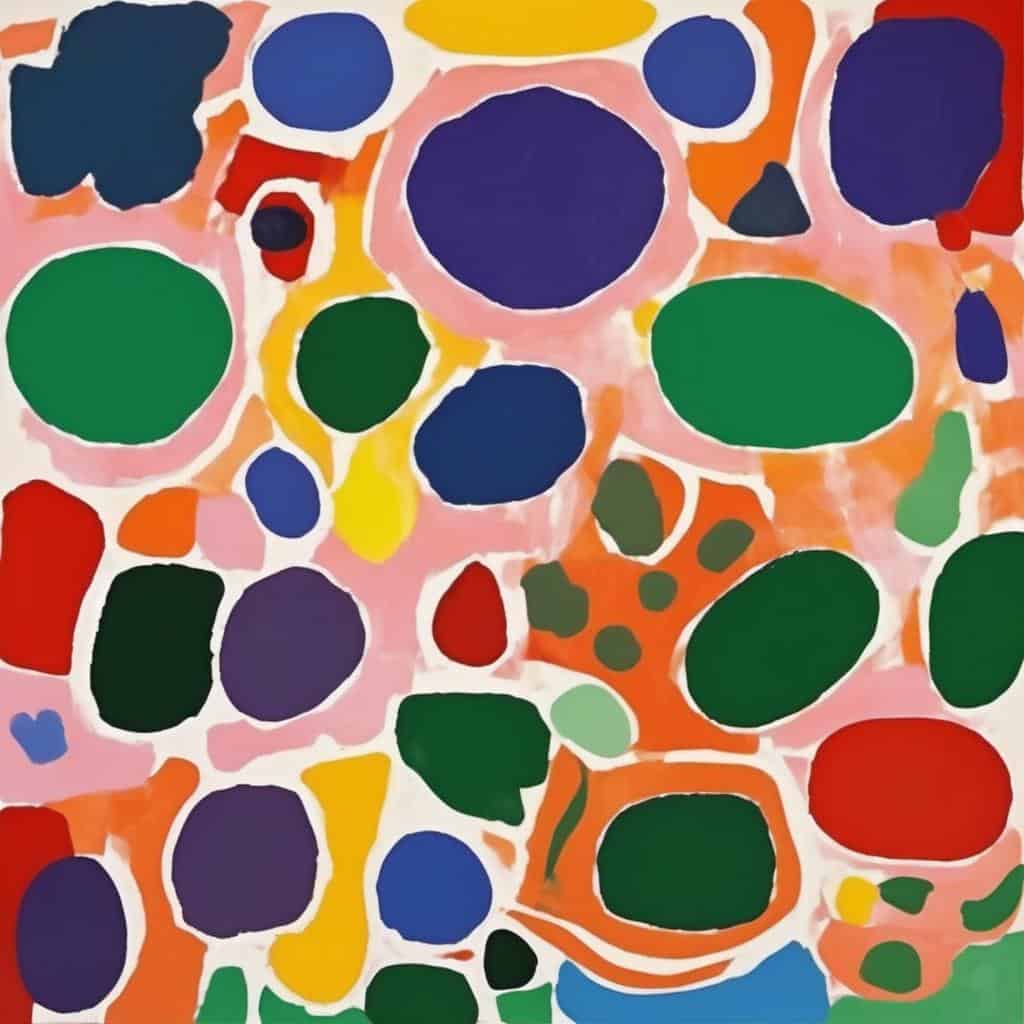 Πολύχρωμα αφηρημένα σχήματα, σύγχρονη τέχνη, δημιουργικότητα, εικαστικές εκφράσεις, αφηρημένη ζωγραφική, καλλιτεχνική δημιουργία, νοηματοδότηση τέχνης.